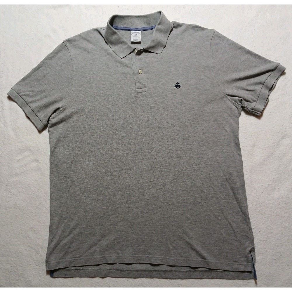 Brooks Brothers 1818 Performance Polo Shirt Mens XXL Slim Fit Gray Cotton Pique